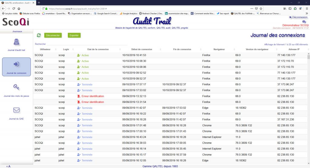 logiciel-gestion-non-conformite-action-qualite-qalitel-conform - module-tracabilite-audit-trail-qalitel-audit-conform-progres-connexion