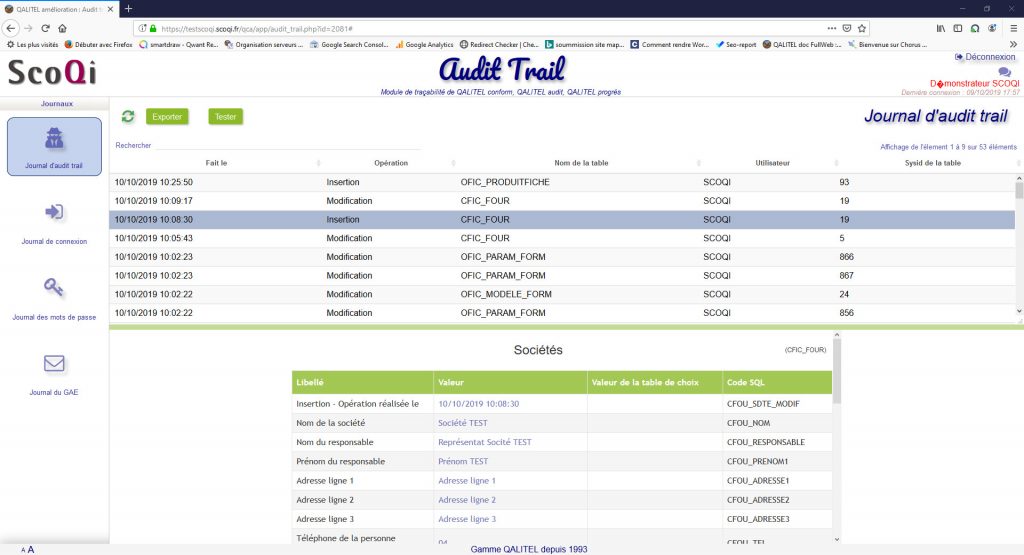 logiciel-gestion-non-conformite-action-qualite-qalitel-conform - module-tracabilite-audit-trail-qalitel-conform-audit-progres